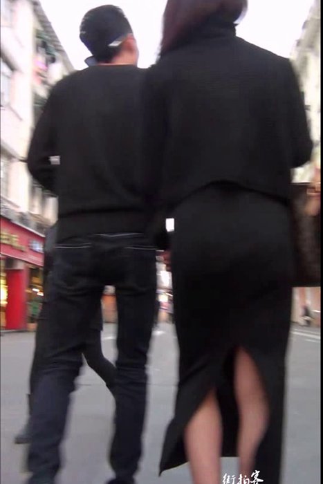 [街拍客视频]jx0610 极品街拍一袭黑色长裙的气质美人